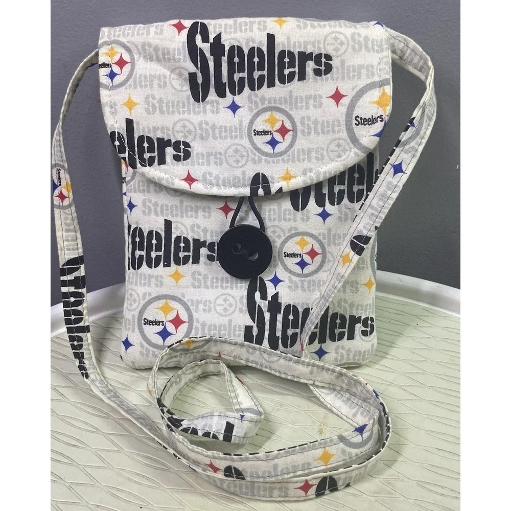 Handmade Pittsburgh Steelers Cell Phone Bag Stadium Size Crossbody Purse 7x5.x1